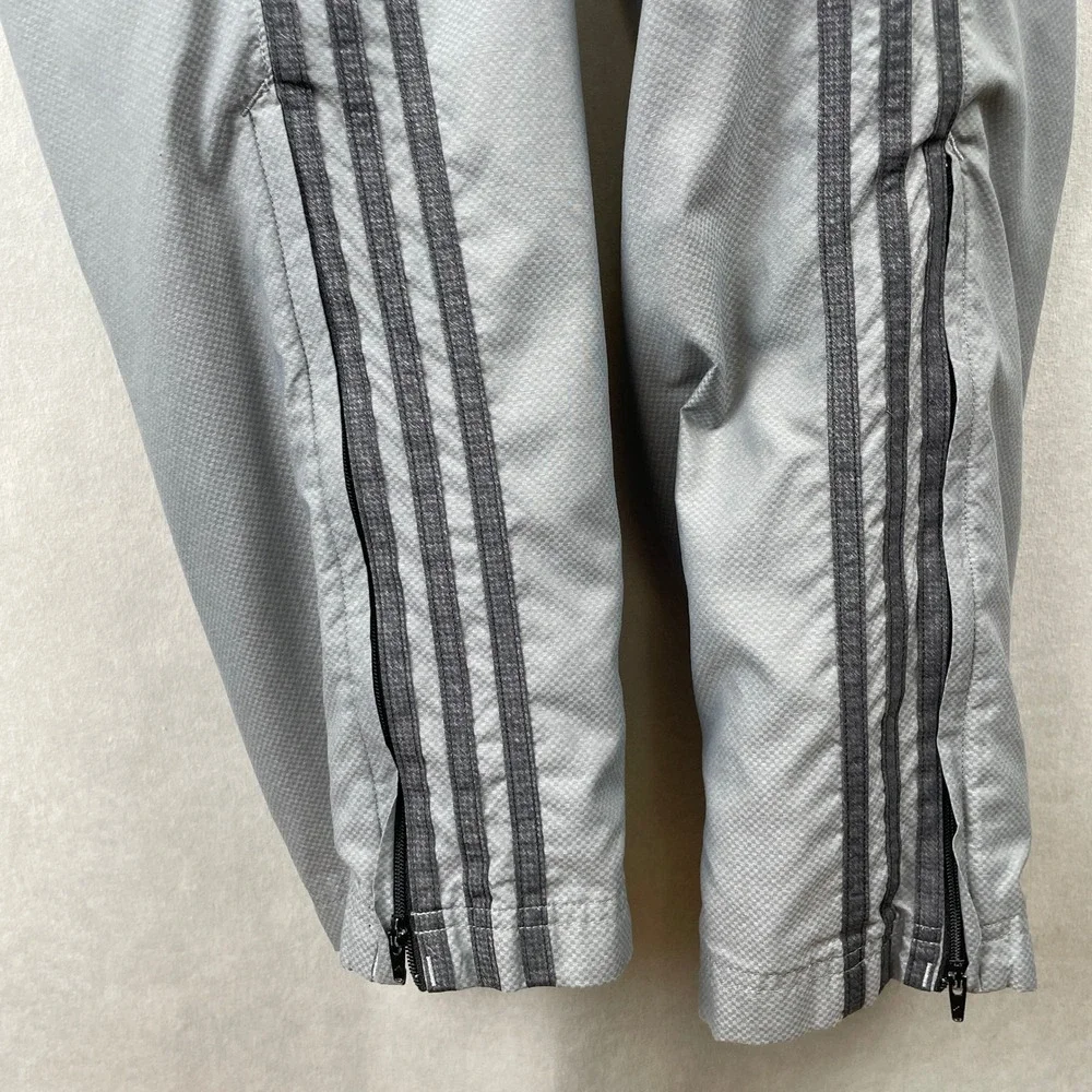 Adidas Climalite Grey Track Pants Men XL 3-Stripe Pockets Zip Cuffs S86814 READ